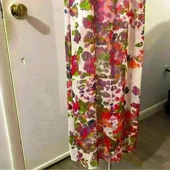 Walter Baker Pink and White Colorful Floral Maxi Halter Dress W118 Size M - Picture 7 of 8